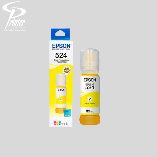 Botella de Tinta Epson T524 Amarillo Pigmentada Original T524420-AL